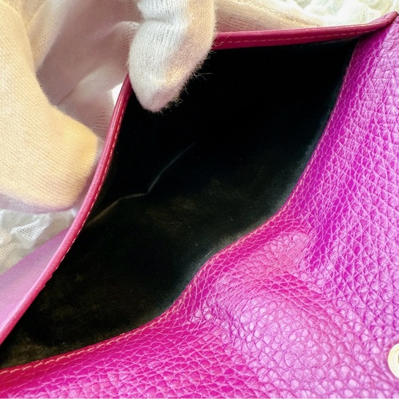 Vintage Celine Bifold Long Wallet Leather Purple Gold Italy Auth from JAPAN 0079 - Picture 11 of 12